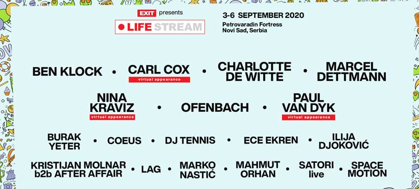 Carl Cox, Charlotte de Witte, Nina Kraviz i Ofenbach predvode imena udarnih svetskih zvezda Exitovog Life Streama!